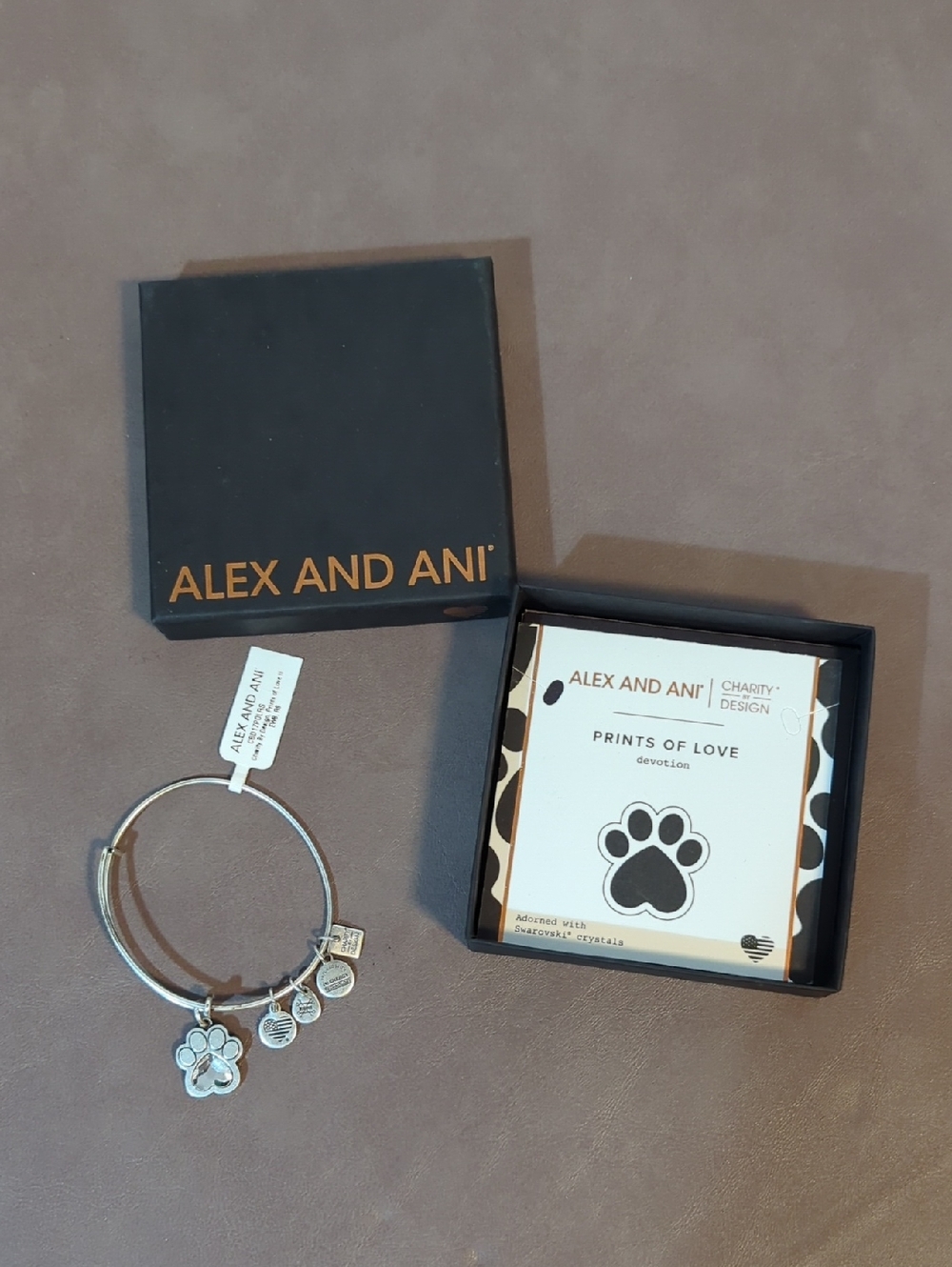 Alex And Ani Prints Of Love Charity By Design Dog Paw Swarovski Crystals Silver